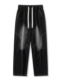 FOESCE Big Size Men's Jeans 8XL 7XL 6XL String Banding Wide Leg Straight Denim Pants Washed Cotton Casual Baggy Jean Trousers Male