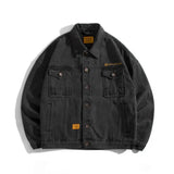 FOESCE Black Denim Short Jacket Men Jeans Jacket Coats Casual Windbreaker Pockets Overalls Bomber Streetwear Man Clothing Outwear