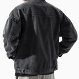 FOESCE Black Denim Short Jacket Men Jeans Jacket Coats Casual Windbreaker Pockets Overalls Bomber Streetwear Man Clothing Outwear