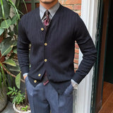 FOESCE Black V Neck Men's Clothing White Cardigan Business Knit Sweater Male Blue Japanese Harajuku Fashion Old Mode Korean Wool Cheap