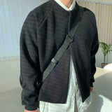 FOESCE Cardigan Brown Crewneck Knit Sweater Male Coat Jacket Round Collar Black Men's Clothing Elegant Sweat-shirt Designer Luxury Mode