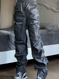 Cargo Pants for Men Trousers Man Black Grey Stacked Hip Hop Nylon Fashion Aesthetic Designer Oversize Korean Style Baggy Cotton