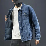 FOESCE Casual Men's Jean Jacket Pocket Denim Jacket Top