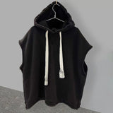 FOESCE Casual Sports Shorts Suit Men's Summer Solid Color Hooded Vest Letter Printing Straight Five-point Pants Loose and Versatile