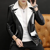 Foesce Coats Black Leather Jacket for Men Trendy Fashion Fashionable Spring Clothes Man Suits and Blazers Menswear Vintage Classic