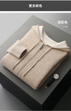 FOESCE Comfortable and lazy new 100% Merino wool men's hooded sweater loose and thick zipper casual cardigan coat for autumn and winter