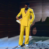 FOESCE Elegant men's suit Solid color double breasted peaked lapel luxury 2-piece jacket pants full custom dress