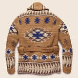 FOESCE Europe and The United States Men Heavy Jacquard Fashion Sweater Autumn and Winter Retro Casual Thick Cardigan Knit Sweater Coat