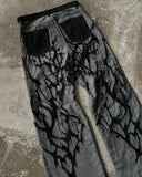 FOESCE European and American Fashionable High-waisted Trousers Raw Edge Washed Jeans Men Street Loose Oversized Straight Wide-leg Pants