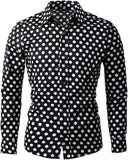 FOESCE Fashion 3D Printed Men's 10-color Polka Dot Long-sleeved Slim-fit Shirt Button And Long-sleeved Comfort Casual Men's Tops