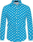 FOESCE Fashion 3D Printed Men's 10-color Polka Dot Long-sleeved Slim-fit Shirt Button And Long-sleeved Comfort Casual Men's Tops