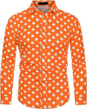 FOESCE Fashion 3D Printed Men's 10-color Polka Dot Long-sleeved Slim-fit Shirt Button And Long-sleeved Comfort Casual Men's Tops