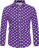 FOESCE Fashion 3D Printed Men's 10-color Polka Dot Long-sleeved Slim-fit Shirt Button And Long-sleeved Comfort Casual Men's Tops