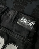 FOESCE Fashion America Retro Street Zip Up Patchwork Baggy Jeans Men Y2k Stripe Embroidery Splicing Black Denim Pants Hip Hop Jeans