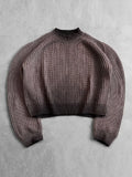 FOESCE Fashion Solid Knitted Sweater for Male Neck Long Sleeve Oversized Pullover Jumpers Autumn Street Men Clothes Baggy Knitwear Tops