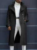 FOESCE Fashion White Long Jackets Trench Wool Blends Men's Overcoat Long Trench Coat Double Breasted Coats Streetwear Party Loose Jacke