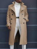 FOESCE Fashion White Long Jackets Trench Wool Blends Men's Overcoat Long Trench Coat Double Breasted Coats Streetwear Party Loose Jacke