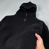 FOESCE Fashion luxury men's half zipper hooded sweater autumn winter new item solid color texture Korean style casual knitted pullover