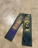 Ghetto Dreams Letter Embroidery New Baggy Jeans for Men Retro Washed Hip Hop Streetwear Straight Leg Wide Pants Punk Denim Pants