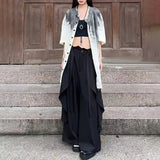 FOESCE Gothic Harajuku Y2k Skirt Pants Japanese Irregular Stitching Samurai Hakama Genderless Streetwear Campus Valentines Pants Unisex