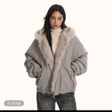 FOESCE Gothic Korean Street Trendy Girl Classic Hoodie Y2k Fun Design Zipper Leather Collar Sportswear Autumn/Winter Open Fleece Jacket
