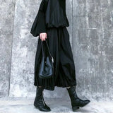 FOESCE Gothic Pleated Lantern Culottes Streetwear Y2k Dark Style Japanese Harajuku Style Hakama Samurai Pants Men'S Clothing Unisex