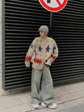 FOESCE Guke Christmas Vibe Sweater Jacket Men's Autumn/Winter Loose Vintage Lazy Style Star Argyle Knitted Cardigan Trend