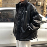 FOESCE Wear cotton padded clothes on both sides men's ins plus cashmere lamb wool coat trend winter leather cotton padded clothes