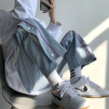 FOESCE pants men's basketball pants loose straight wide leg pants summer thin Korean fashion casual pants sports pants sweatpants