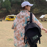 FOESCE brand shirt men's couple's Hawaiian Flower short sleeve coat fashion Korean summer quarter sleeve harajuku shirts for men 2025