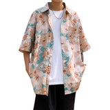 FOESCE brand shirt men's couple's Hawaiian Flower short sleeve coat fashion Korean summer quarter sleeve harajuku shirts for men 2025