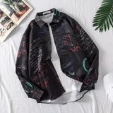 FOESCE Graffiti Floral Shirt Long Sleeve Shirt Men's autumn and winter graffiti printed shirt men's and women's cardigan shirt men's
