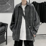 FOESCE Long Sleeve Plaid Shirt Men's casual Shirt high quality shirts men clothing japanese streetwear fashion The new listing 2025
