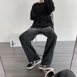 FOESCE 2025 Gradient Straight Jeans Men's Fashion Brand Loose Ins Versatile Wide Leg Pants Men's Korean Style Floor Mops Streetwear