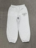 FOESCE HOUZHOU Vintage Graphic Fleece Sweatpants Women Casual Classic Gray Black Wide Leg Warm Trouser Thick Jogger Hip Hop Winter 2025