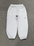 FOESCE HOUZHOU Vintage Graphic Fleece Sweatpants Women Casual Classic Gray Black Wide Leg Warm Trouser Thick Jogger Hip Hop Winter 2025