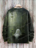 FOESCE Halloween Ghost Black Cat Art Pattern 3D Printed Men's Knitted Pullover Winter Unisex Casual Warm Knit Pullover Sweater ZZM65