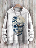 FOESCE Halloween Ghost Black Cat Art Pattern 3D Printed Men's Knitted Pullover Winter Unisex Casual Warm Knit Pullover Sweater ZZM65