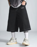 FOESCE Harajuku Embroidery Pattern Hip Hop Retro Black Gym Basketball Shorts Sweatpants Y2k Shorts Men Fashion Denim Shorts Streetwear