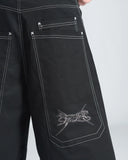 FOESCE Harajuku Embroidery Pattern Hip Hop Retro Black Gym Basketball Shorts Sweatpants Y2k Shorts Men Fashion Denim Shorts Streetwear