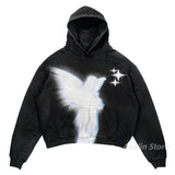 FOESCE Harajuku streetwear men Oversized angel Print Hoodies Women Tops tracksuit men Couples Sweatshirt Goth Y2k Clothes men clothing