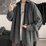 FOESCE Plaid Shirt Men's fashion brand ins casual versatile shirt Korean fashion coat handsome clothes 2025