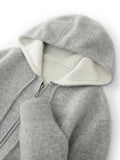 High Quality Autumn Winter Men Hooded Cashmere Sweater Long Sleeve Casual Loose Pullover 100% Merino Wool Knitwear Korean Tops