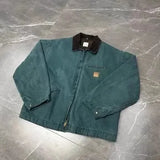 FOESCE High quality American Detroit washed retro old denim canvas workwear long sleeve large pocket coat jacket J97