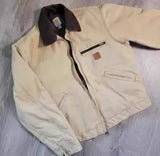 FOESCE High quality American Detroit washed retro old denim canvas workwear long sleeve large pocket coat jacket J97