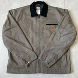 FOESCE High quality American Detroit washed retro old denim canvas workwear long sleeve large pocket coat jacket J97