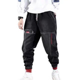 FOESCE Hip Hop Cargo Pants Men Harem Pants Drawstring Loose Men's Jeans Casual Plus Size Cropped Trousers Autumn Winter Joggers Pants
