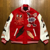 FOESCE Hip-hop high-density letter embroidery jacket bumpy filled star cotton coat winter trendy style men's and women's couple jackets