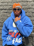 FOESCE Hip hop long sleeved pocket men's and women's streetwear Harajuku aesthetics Y2K women's hoodie letter print punk loose 2000s