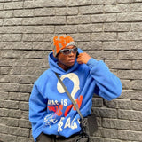 FOESCE Hip hop long sleeved pocket men's and women's streetwear Harajuku aesthetics Y2K women's hoodie letter print punk loose 2000s
